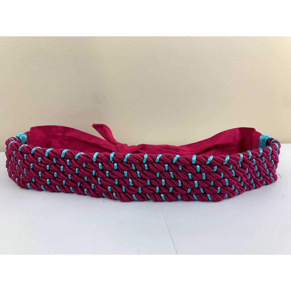 Vintage‎ 90s Statement Belt Burke Deyo Braided Pink Blue Waist Tie Womens Wide